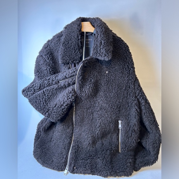 ALLSAINTS Men’s Faux Fur Kentaro biker Coat - Picture 4 of 8